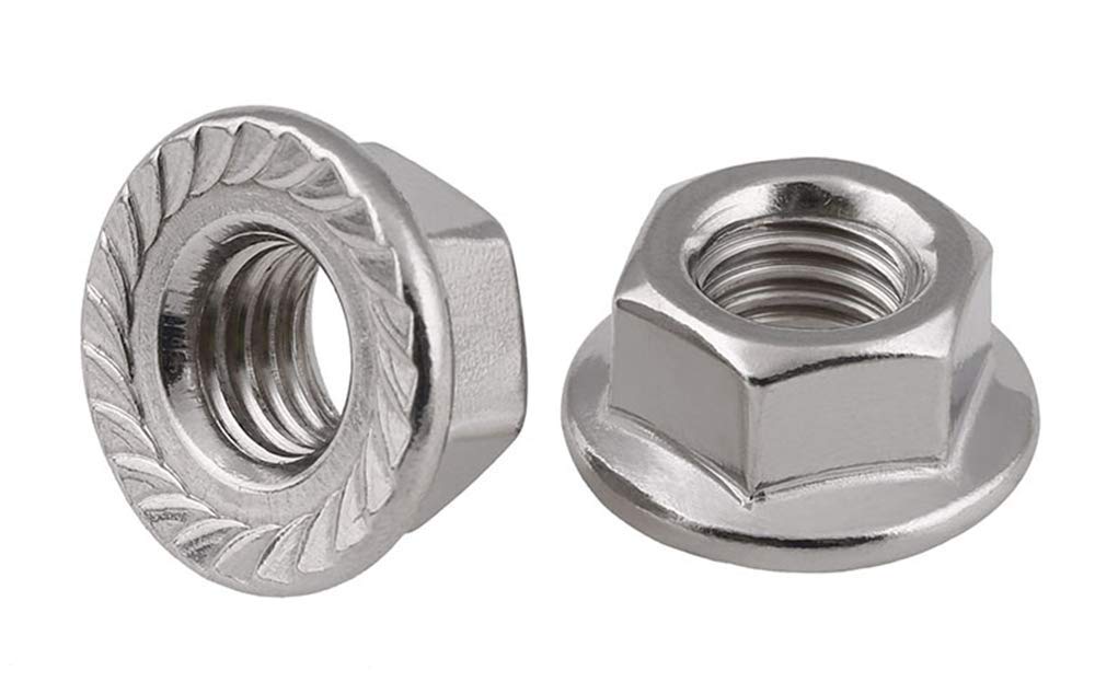 Stainless Steel Serrated Hex Flange Nuts Locknuts 50 Pcs (M5)