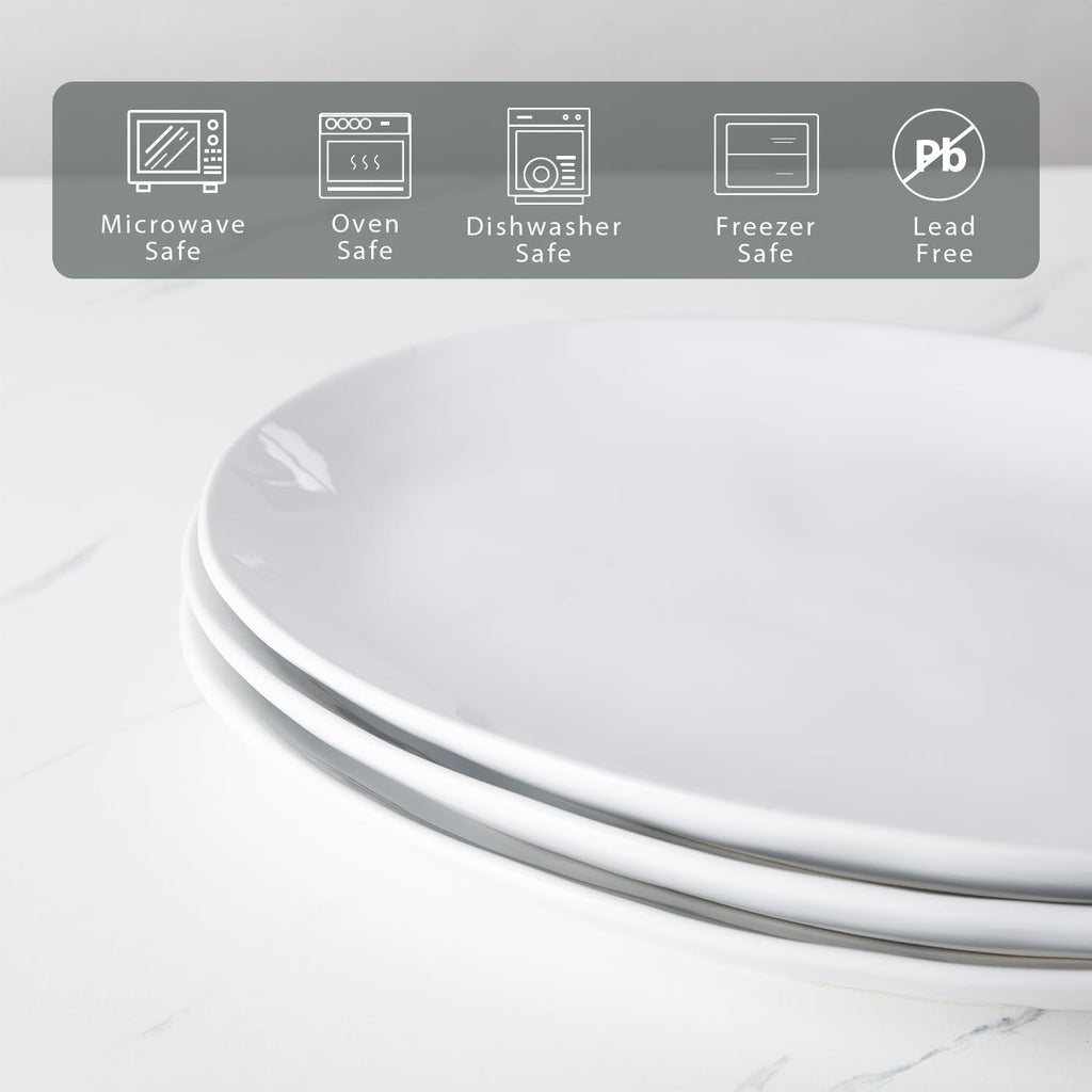 Ceramic Serving Platters, 12" White Serving Dishes, Dinner Plates, Set of 3