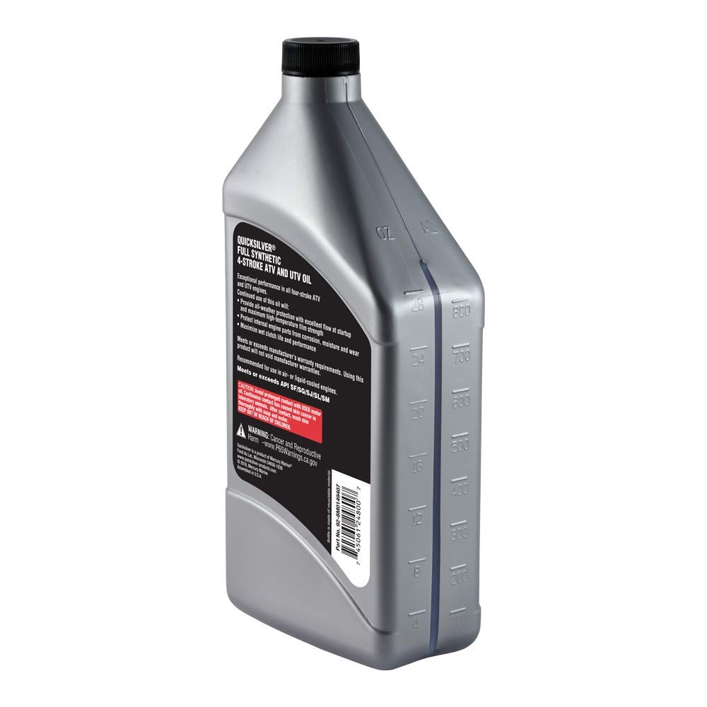 Quicksilver 5W-50 Full Synthetic 4-Stroke ATV/UTV Engine Oil, 1 Quart