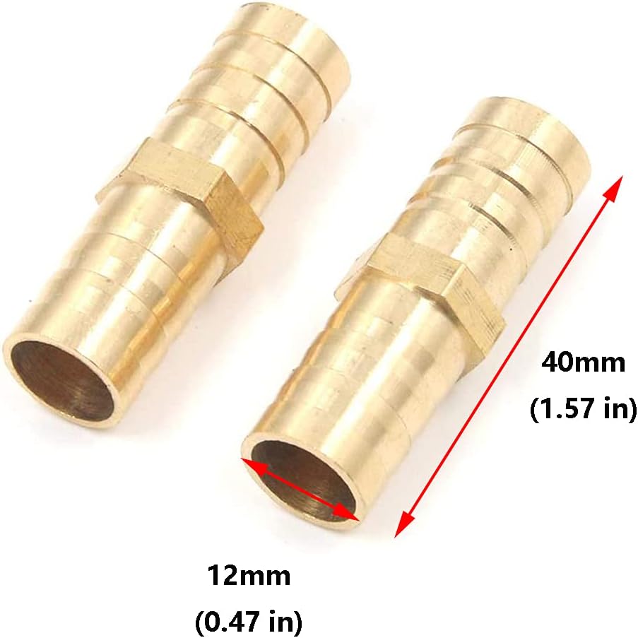 Antrader 10 Pack 1/2" x 1/2" Brass Straight Barb Coupling PEX Hose Fittings