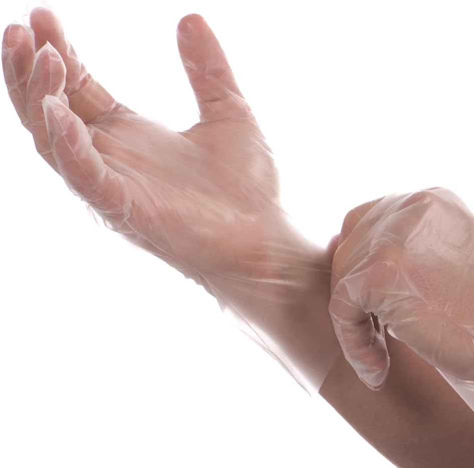 2330 Food Safe Cast Polyethylene CPE Embossed Clear Plastic Poly PE Disposable Gloves for Sushi, Sandwich, and Bakery