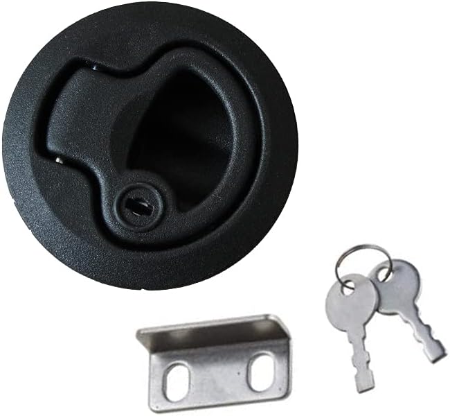 4 PCS Flush Pull Hatch Latch Round Slam Latch for RV Boat Deck 1/4" Door Cabinet Door Locking Style Marine Flush Pull Latch Black