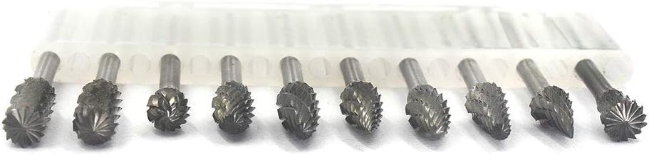 Carbide Burr Set - 10pcs Double Cut Solid Carbide Rotary Burrs