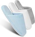 3-Pair Luxury Spa Slippers - Cotton Memory Foam Non-slip Closed Toe Washable Slippers for
