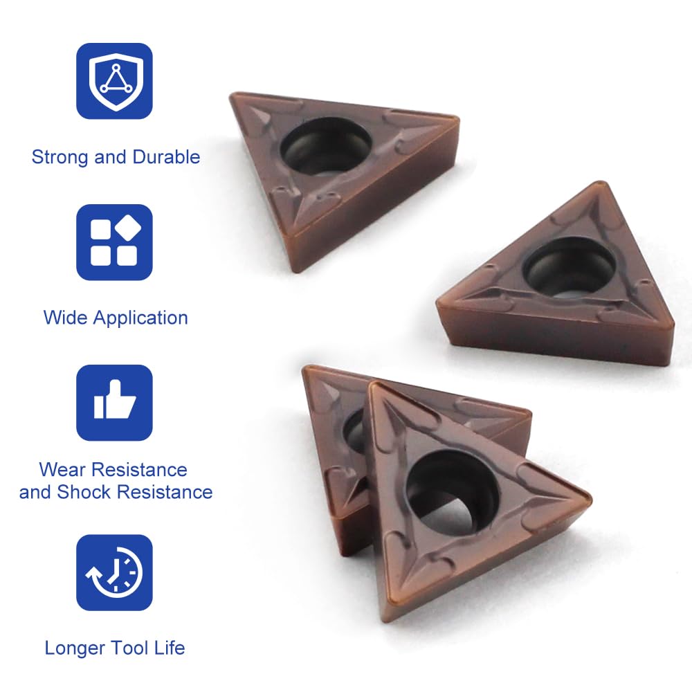 Carbide Turning Inserts TCMT110204 TCMT21.51 Carbide Inserts Tain Coated TCMT Insert for Lathe Turning Tool Holder Boring Bar, 5 Pieces