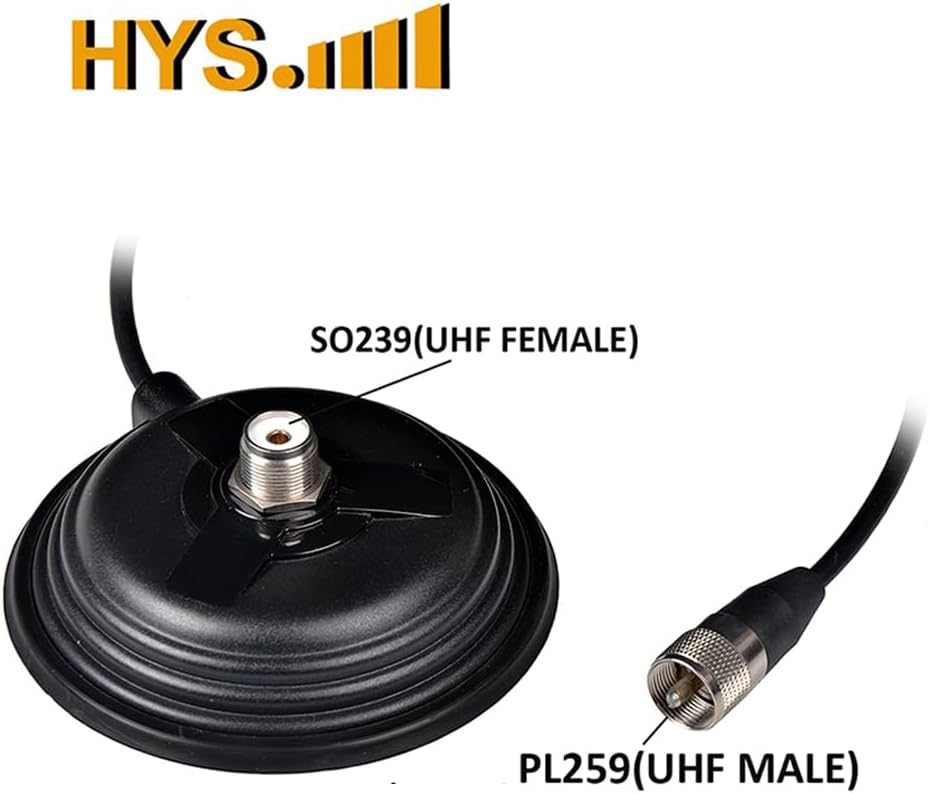 SO-239 Magnet Mount Style W/5M(16.4ft) RG58 Coaxial Cable PL-259 | 30.8 lbs Pull Strength Magnetic Base For