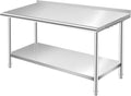 Stainless Steel Work Table with Backsplash, 24 x 60 Inch Prep Table