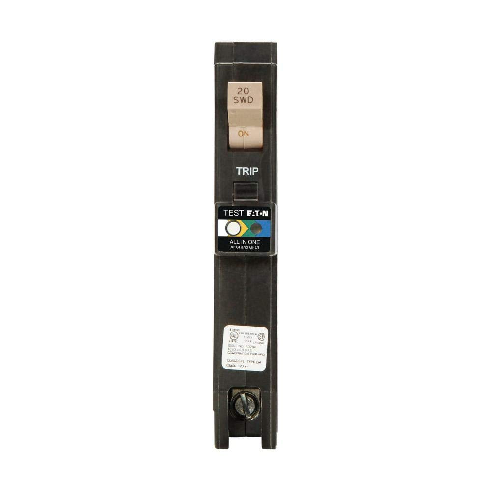 Eaton CH 20 Amp 1-Pole Dual Function (Arc Fault/Ground Fault) Plug-On Neutral Circuit Breaker