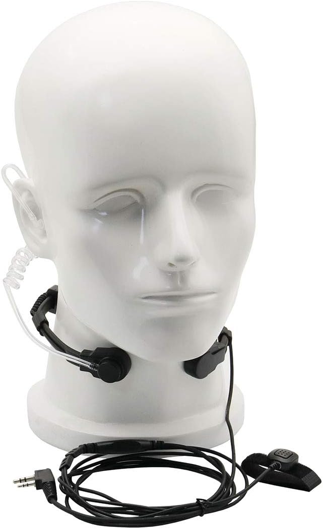 Flexible Throat Mic Microphone Covert Acoustic Tube Tactical Walkie Talkies Earpiece Headset with Finger PTT is