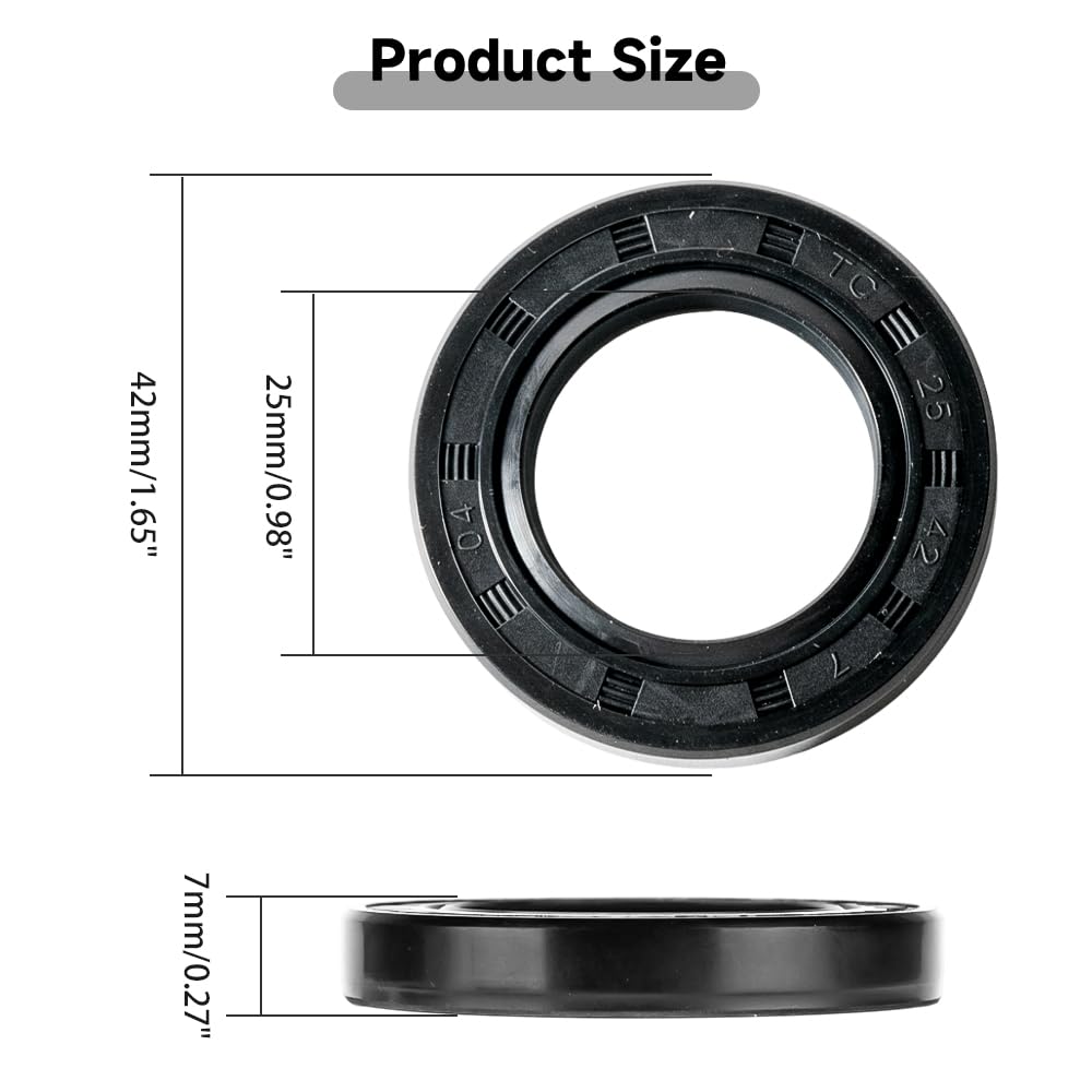 5pc TC Double Lip Rotary Shaft Oil Seals 25x42x7mm