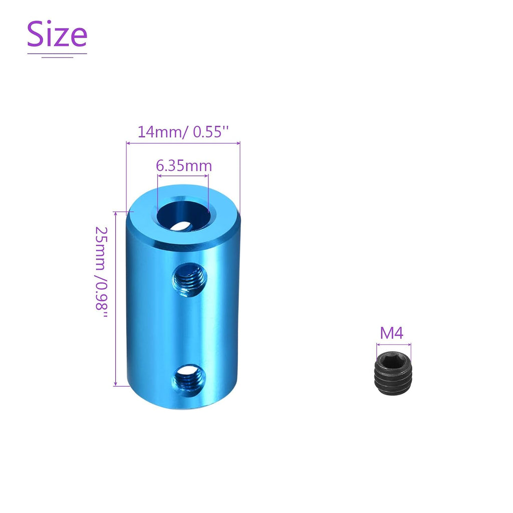 DMiotech 2Pcs 1/4"-1/4" Bore Rigid Shaft Coupling Aluminum Alloy Blue