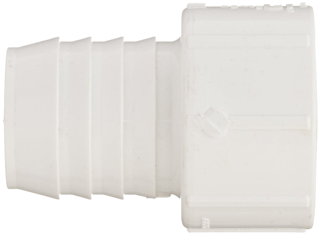 Spears 474 Series PVC Pipe Fitting, Adapter, Schedule 40, White, 1-1/2"Barbed x 1-1/2" Socket