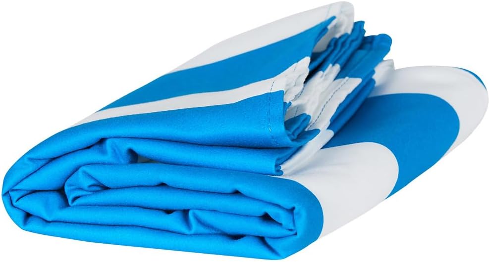 Beach Towel - Quick Dry, Sand Free - Compact, Lightweight - 100% Recycled - Includes Bag - Cabana - Blue - Large