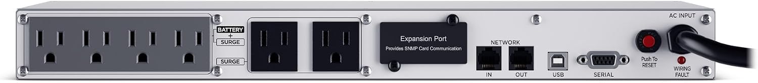 OR500LCDRM1U Smart App LCD UPS Battery Backup and Surge Protector, 500VA/300W, 6 Outlets, AVR, 1U Rackmount, UL