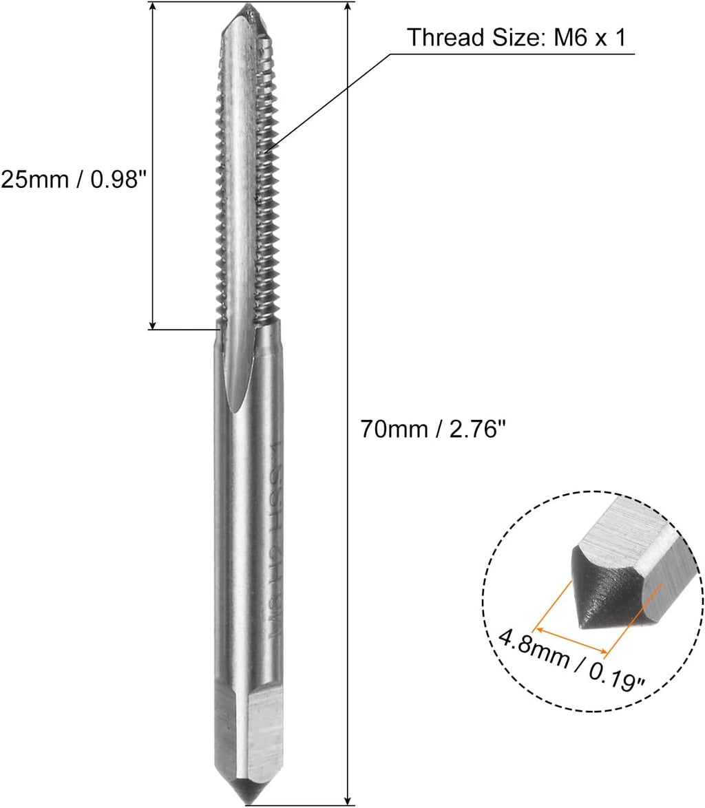 uxcell 3pcs Metric Hand Tap Set, M6 x 1 Taper/Plug/Bottom Thread Screw Taps, High Speed Steel Hand Threading Tapping Tool Kit