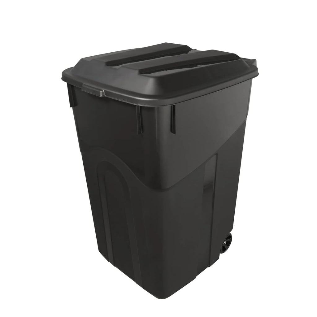 Black 45 Gallons Trash Can, Plastic Garbage Can with Lid, Outdoor Trash Can with Wheels, Outdoor & Indoor Garbage Bin