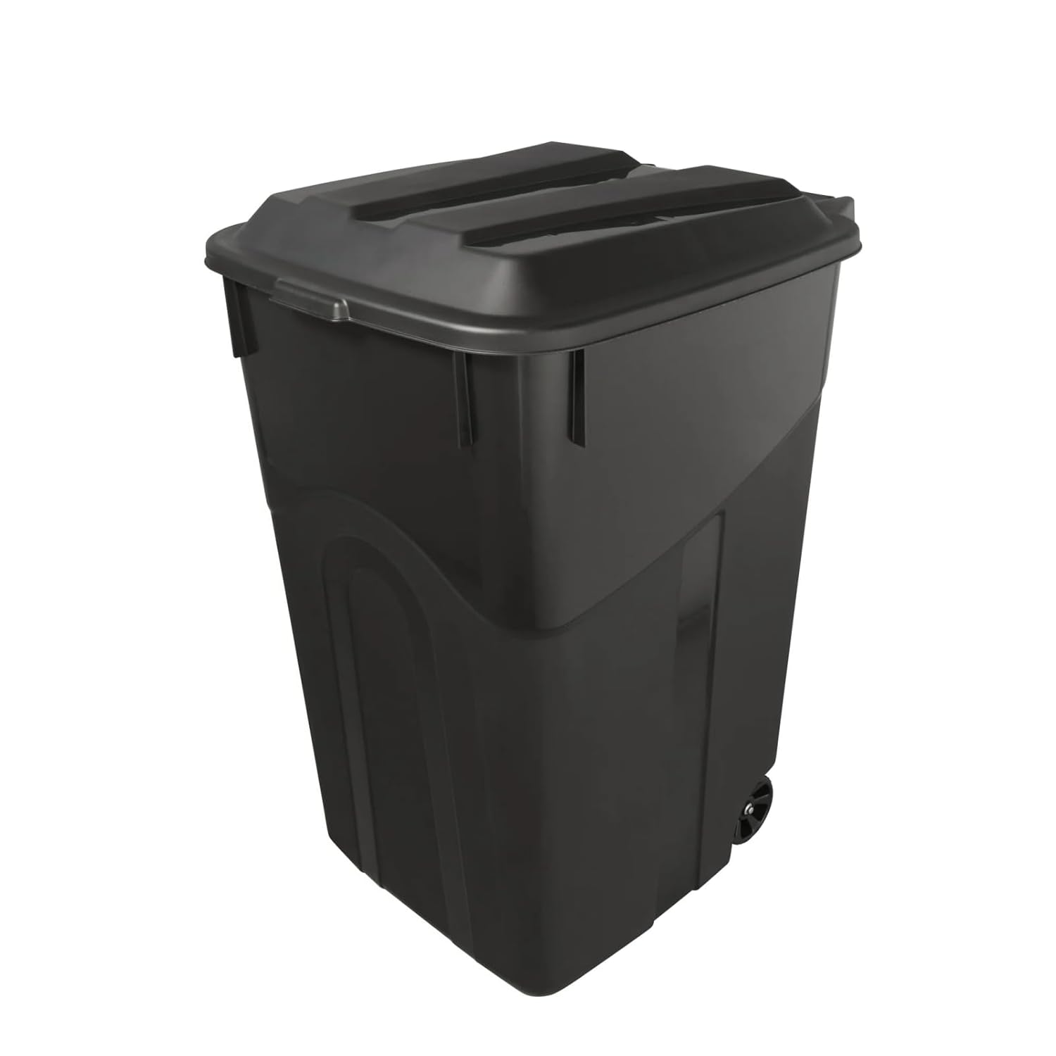Black 45 Gallons Trash Can, Plastic Garbage Can with Lid, Outdoor Trash Can with Wheels, Outdoor & Indoor Garbage Bin