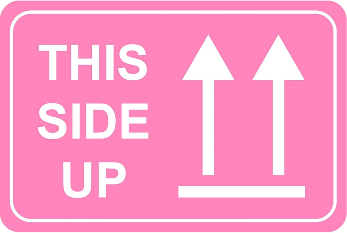 2"x3" 200 PCS Pink This Side Up Stickers for Shipping