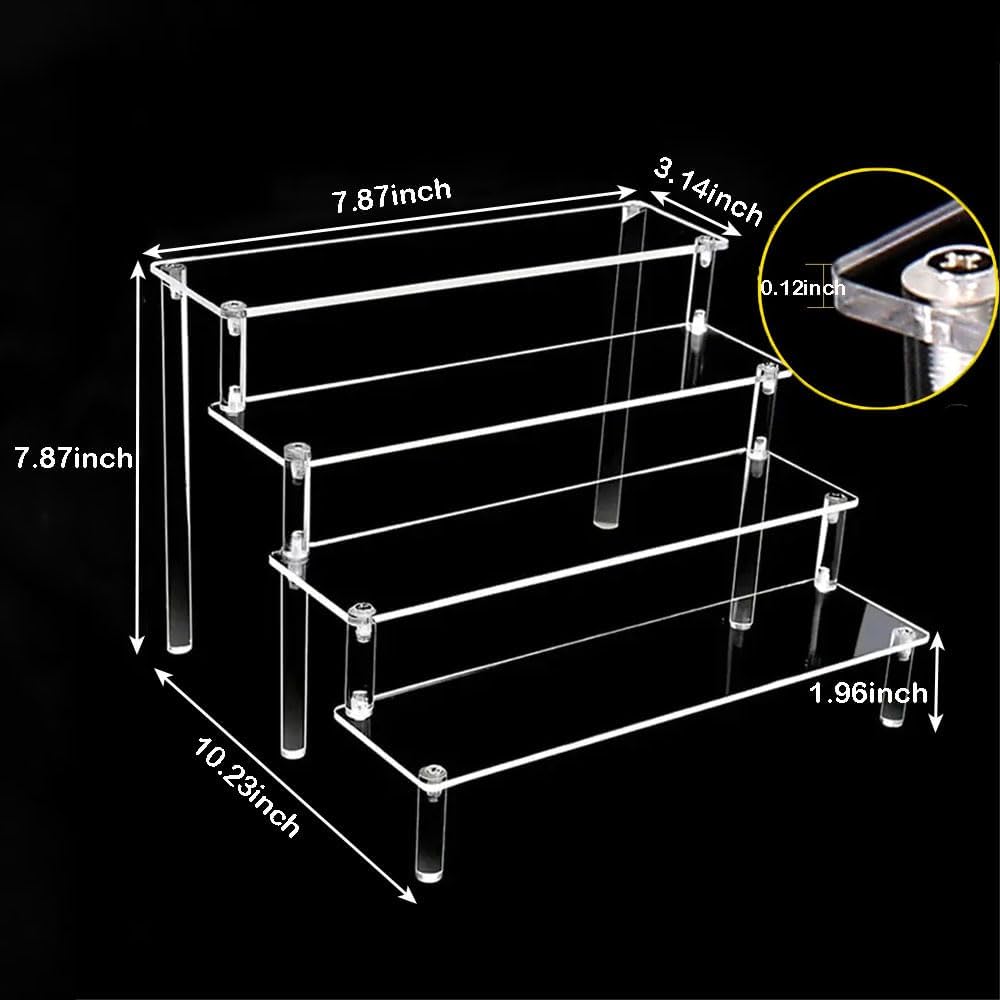4 Tier Acrylic Display Riser, Clear Perfume Organizer Stand, Cupcake Stand Holder, Dessert Table Display Shelf, Skin