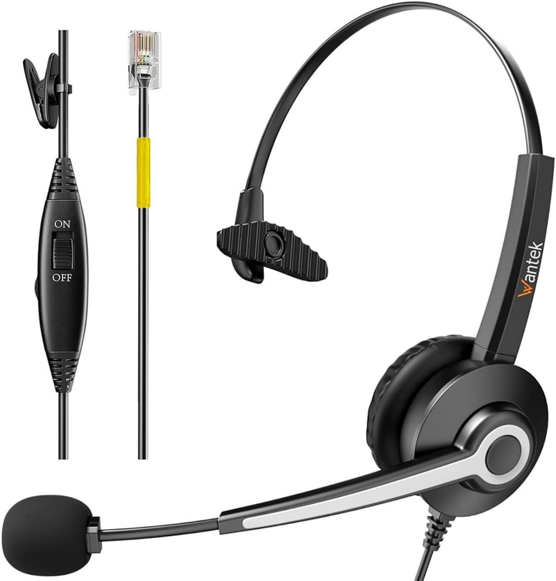Monaural RJ9 Call Center Headset with Noise Cancelling Mic, Corded Office Headset with Mute for Avaya Phones