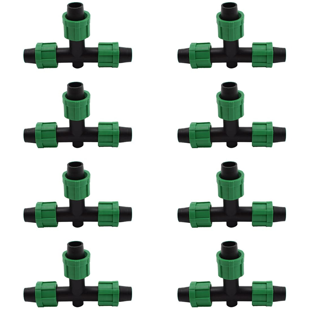 Drip Irrigation Tee Fittings Universal Barbed Locking 3-Way Connectors
