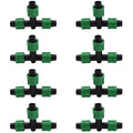 Drip Irrigation Tee Fittings Universal Barbed Locking 3-Way Connectors