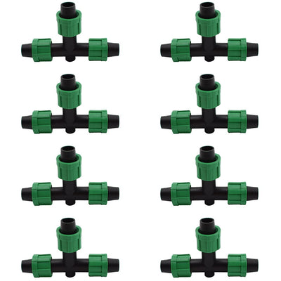 Drip Irrigation Tee Fittings Universal Barbed Locking 3-Way Connectors