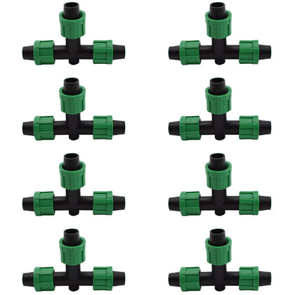 Drip Irrigation Tee Fittings Universal Barbed Locking 3-Way Connectors