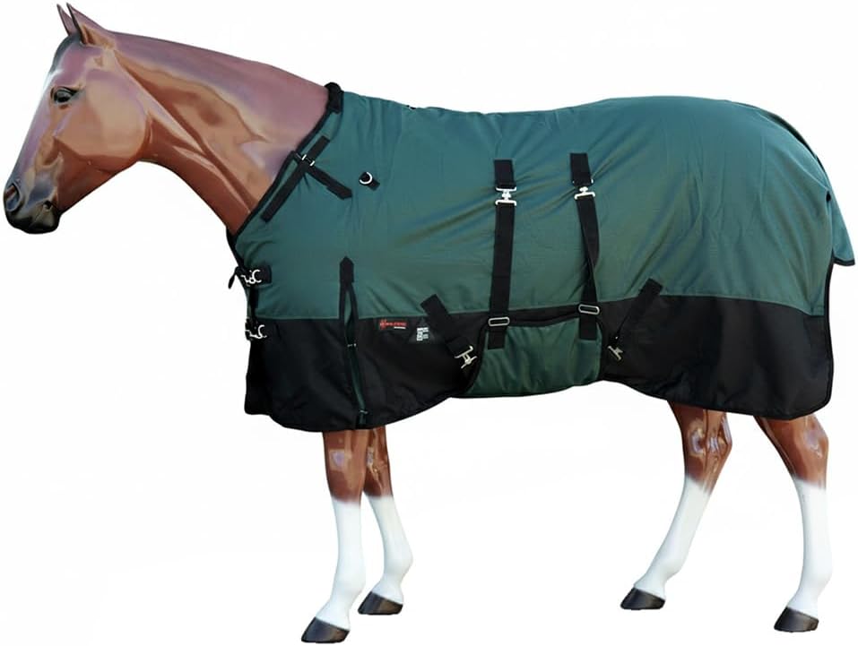 1200D Winter Turnout Blanket Hunter Green Black 78 in