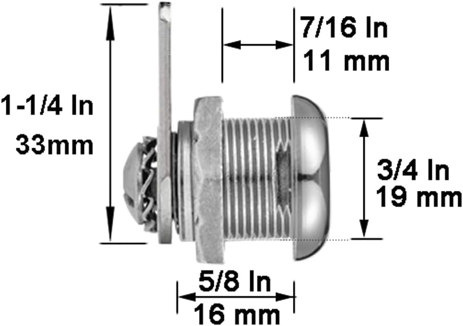 Cabinet Cam Locks Keyed Alike, 5/8” Cylinder Cam Locks for Tool Box RV Compartment Mailbox Vending Machine Drawer