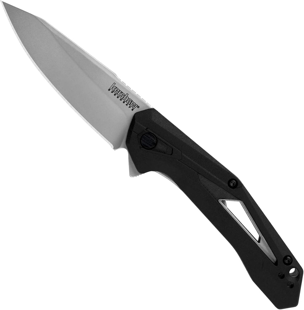 Airlock Pocket Knife, Black, 3 Inch Drop Point Blade | EDC with Assisted Opening, Reversible Pocketclip, Everyday