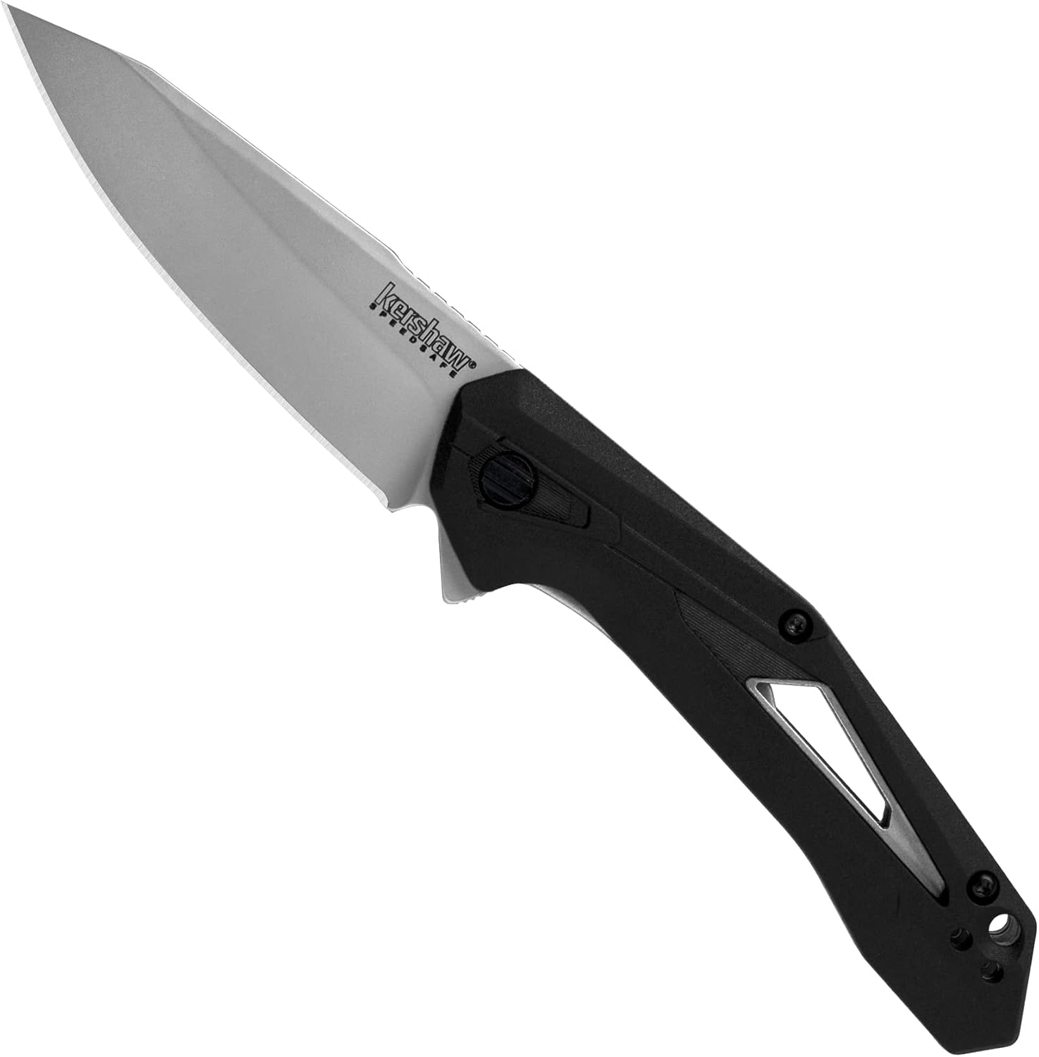 Airlock Pocket Knife, Black, 3 Inch Drop Point Blade | EDC with Assisted Opening, Reversible Pocketclip, Everyday