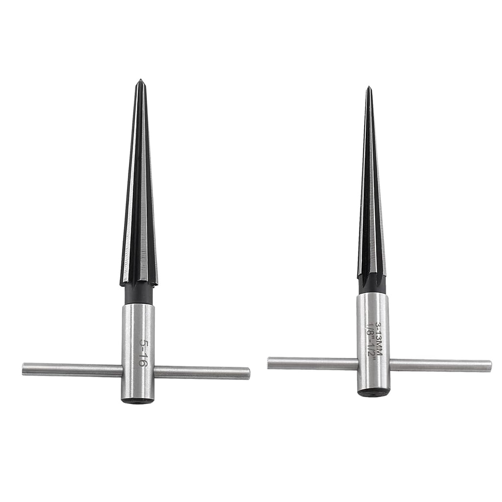 T Handle Tapered Reamer Set, 1/8"-1/2" & 3/16"-5/8", 2 Pieces