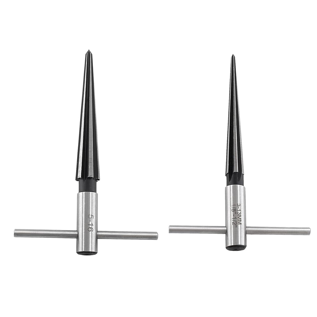 T Handle Tapered Reamer Set, 1/8"-1/2" & 3/16"-5/8", 2 Pieces