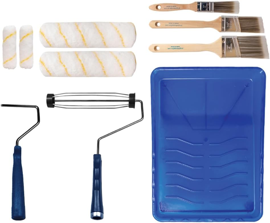Paint Roller Kit, Brush & Roller,10 Piece Set, Wall Painting Naps for Professionals & Homeowners - All Paints &