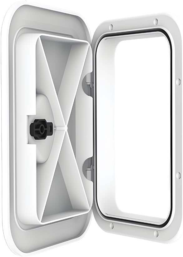 SEAFLO Marine Boat Deck Rectangular Access Hatch - White/Black, Lock and Key/Regular