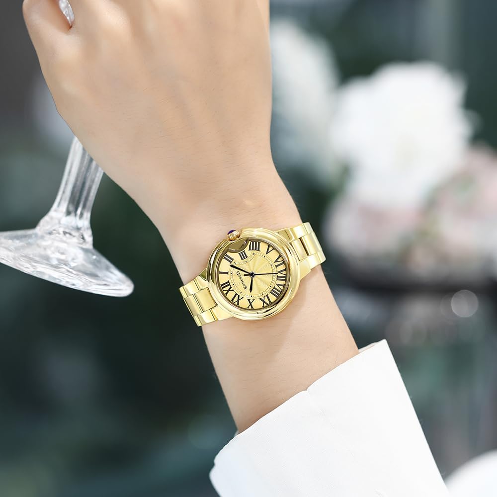 Classic Watch for Women with Vintage Roman Numerals and Solid Stainless Steel Band Ladies Casual Watch
