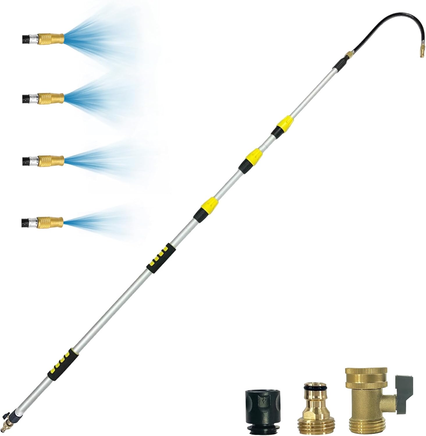 16FT(24FT Reach) Telescopic Gutter Cleaning Tools from the Ground, Long Reach Gutter Cleaner Wand with Hose
