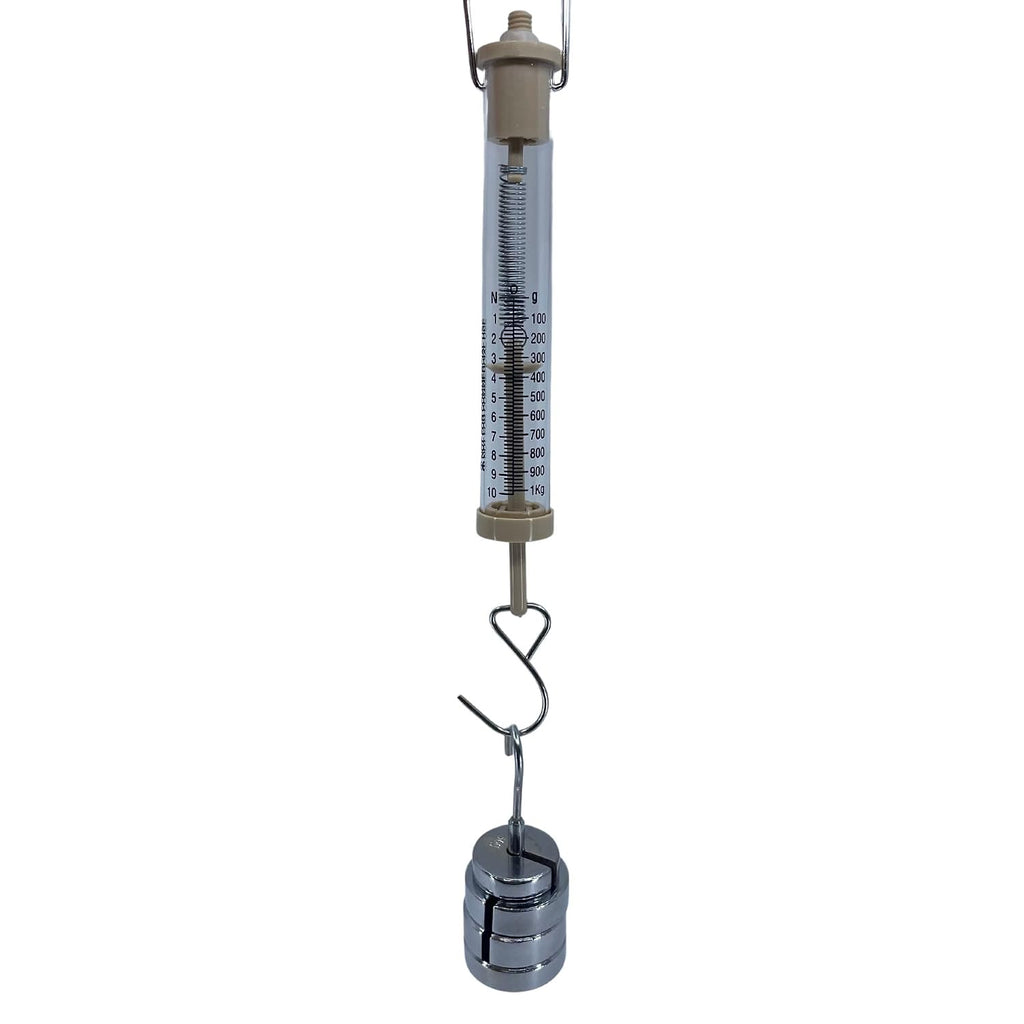 EISCO Newton Force Meter Spring Scale - Max Capacity 10N, 1 kg, Dual Scale Labeled.