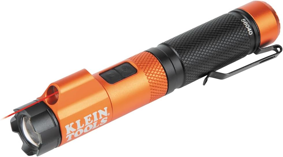 KLEIN TOOLS 56040 Magnetic LED Flashlight, 350 Lumen Rechargeable Flashlight, Twist Focus, Laser Pointer, Hands-Free