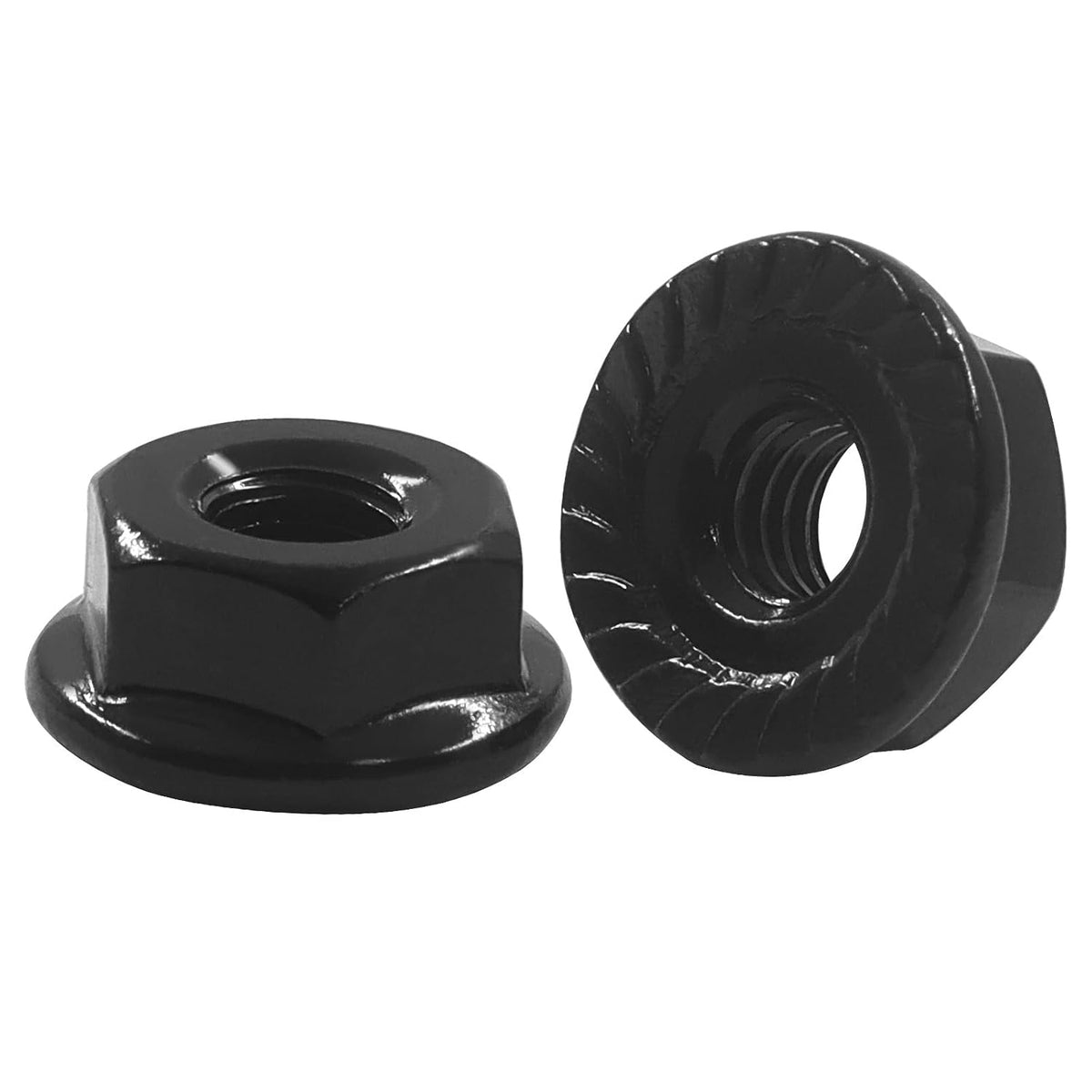 10#-32 Serrated Flange Hex Lock Nuts, 50 PCS, Black Finish