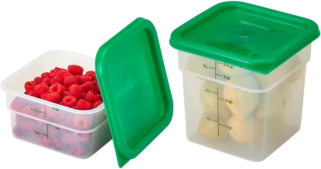 Food Storage Container with Lid (Microwave Safe and BPA-Free) - 2 Pack - Classic Series Square with Green Lid - 2 and
