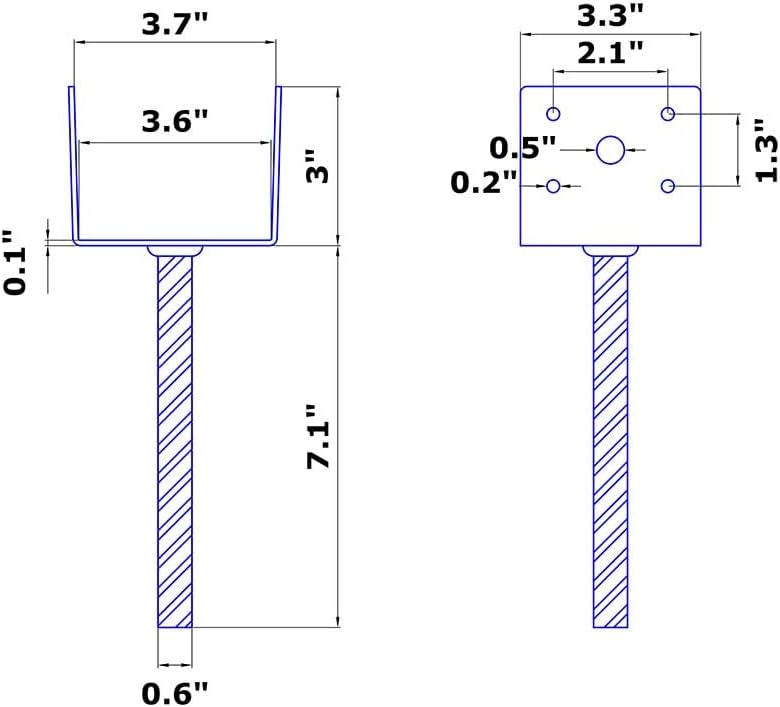 MTB 4"x3.5" 4PCS U Shape Fence Post Holder Black Powder Coated,Ground Spike Post Anchor Metal Concrete Post Anchor