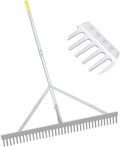 Landscape Rake 36'', Aluminum Rakes with Lightweight 69'' Handle, Landscaping Rake Tool for Lawn Care, Beach