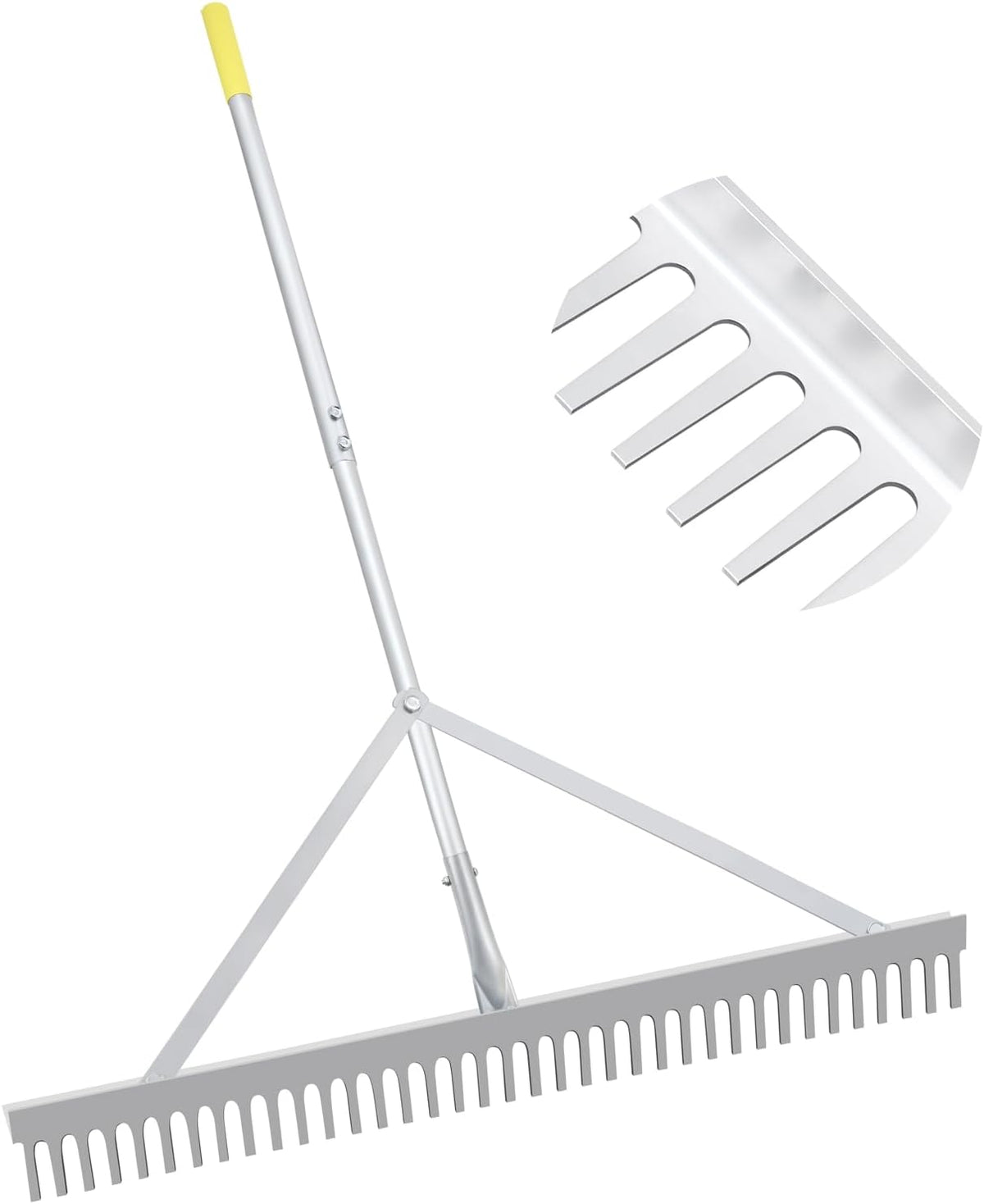 Landscape Rake 36'', Aluminum Rakes with Lightweight 69'' Handle, Landscaping Rake Tool for Lawn Care, Beach
