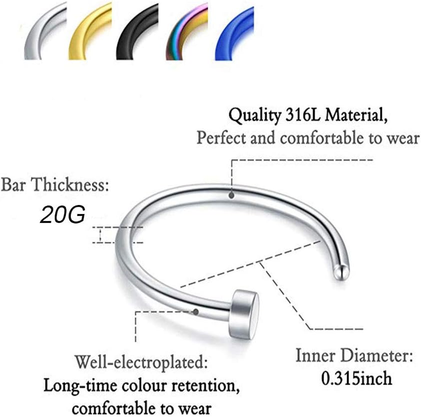 Professional Body Piercing Kit - 46Pcs 316L Surgical Steel Nose Lip Piercing Set with Needles (18G/20G), Clamps