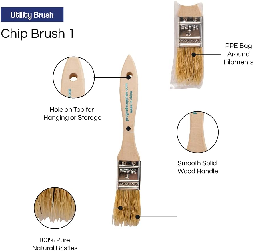 Chip Paint Brushes - 36 Ea 1 Inch Chip Paint Brush Light Brown