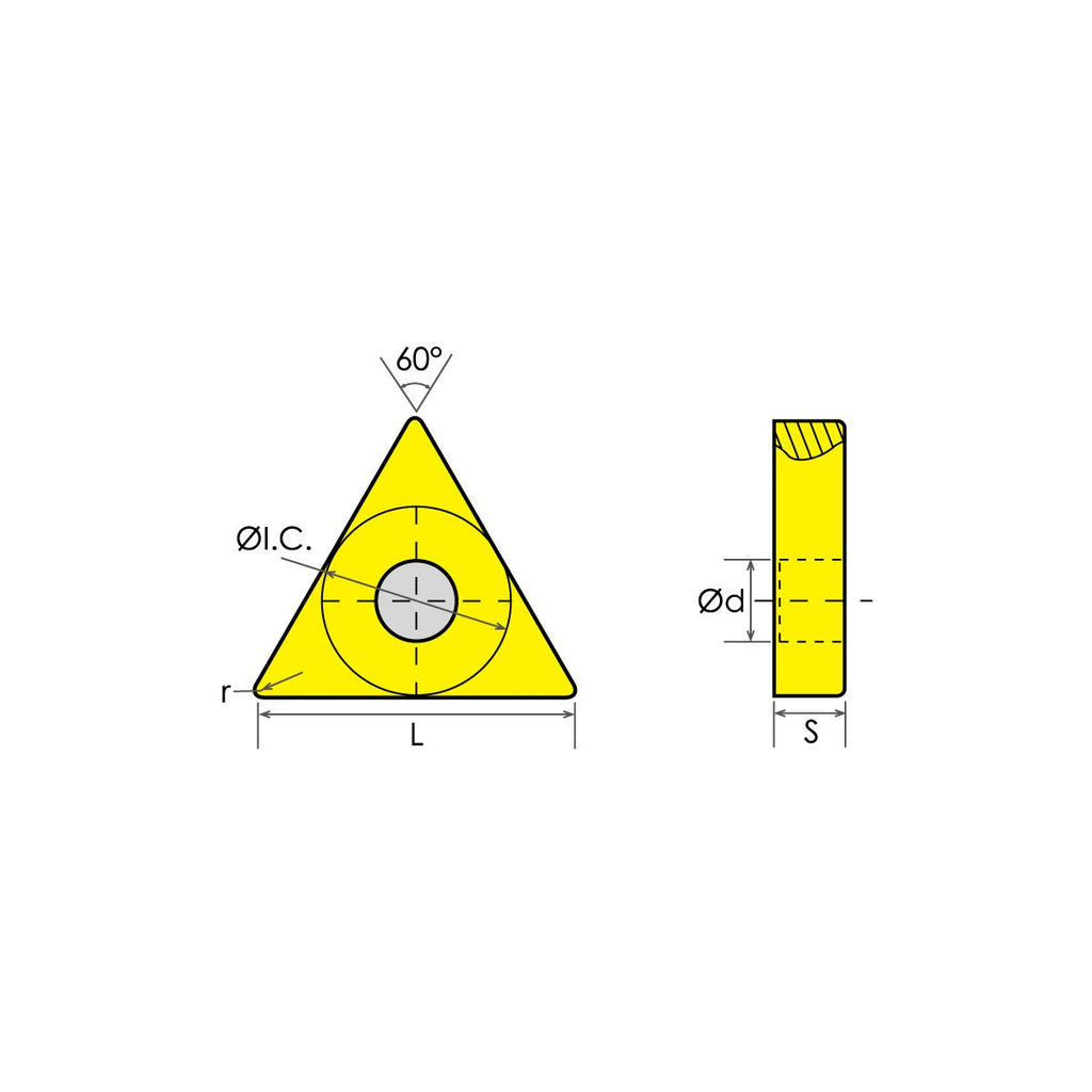 HHIP 6002-0011 TNMG 321 Tin Coated C5 Triangle Negative Rake Carbide Insert, 3/3" IC