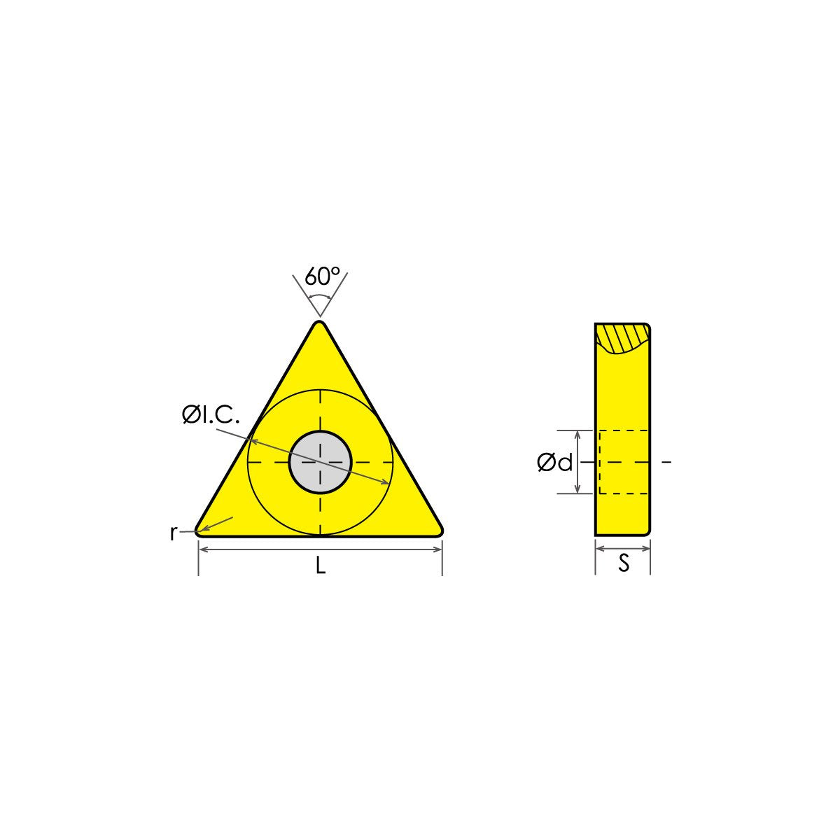 HHIP 6002-0011 TNMG 321 Tin Coated C5 Triangle Negative Rake Carbide Insert, 3/3" IC