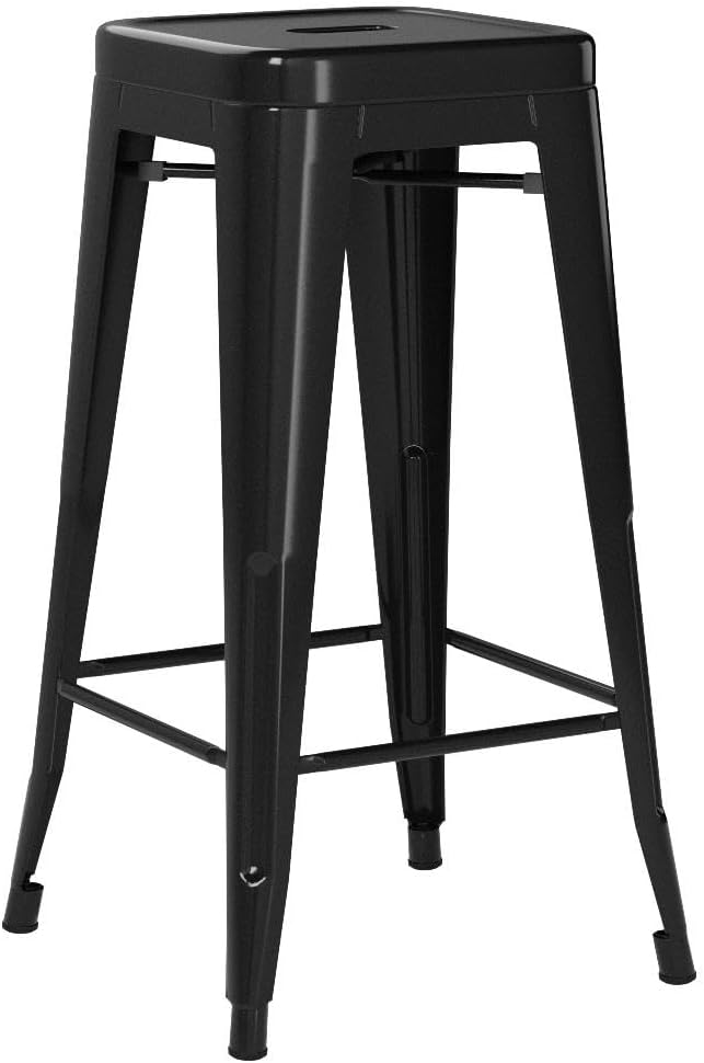Bar Stools Set of 4 Counter Stool Metal Bar Stools 30 Inches Height Industrial Bar Chairs Patio Stool Stackable